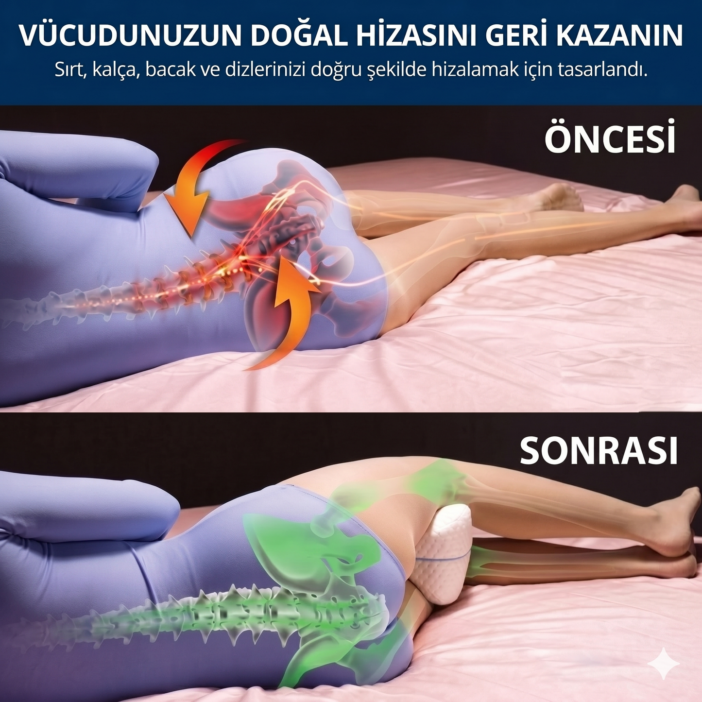 OrthoSleep™ - Ortopedik Visco Bacak Arası Diz Yastığı